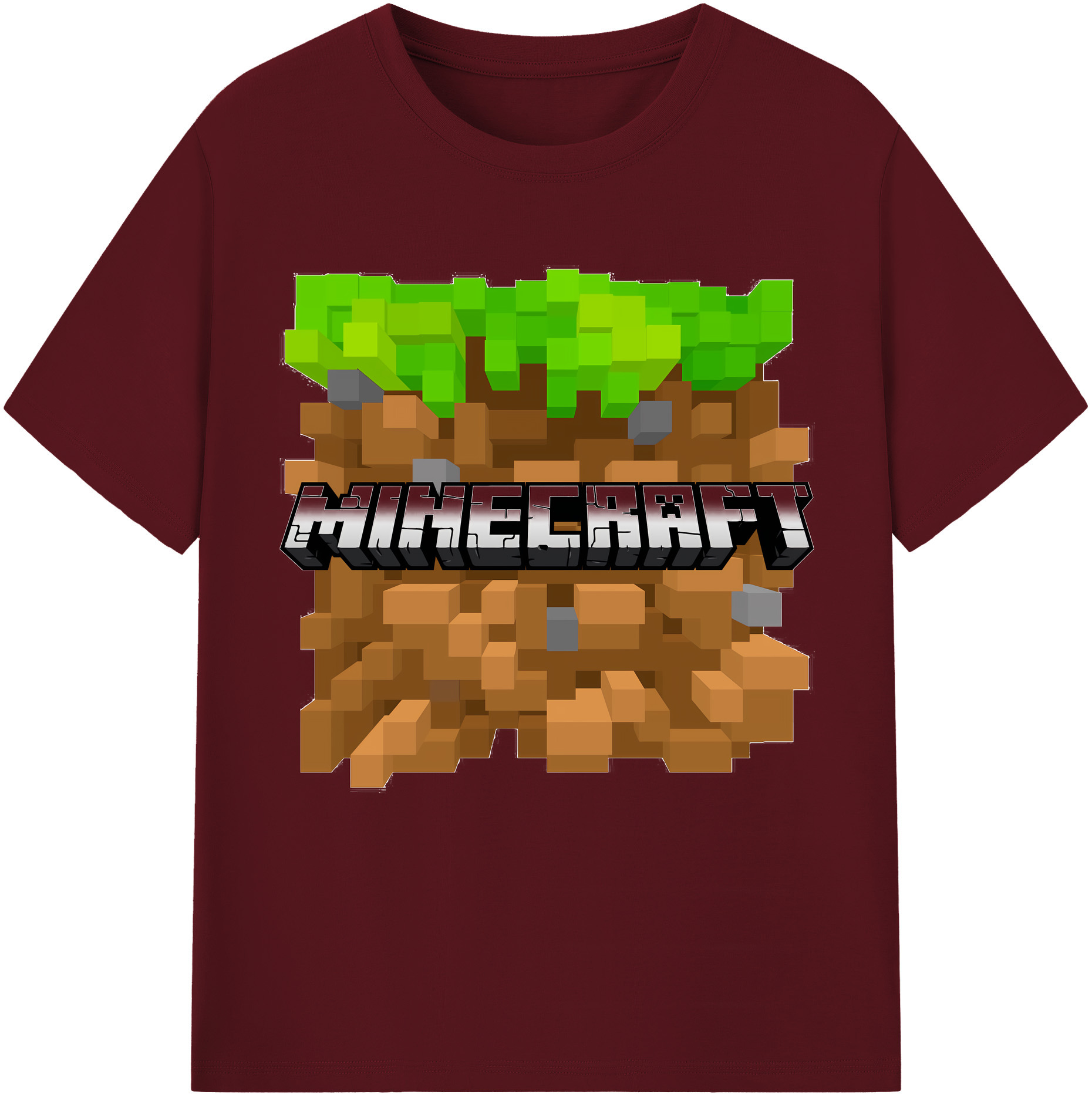 （画像用） マインクラフト ブロックの世界 Minecraft MC Block world 綿100％半袖Tシャツ（フロントプリント）